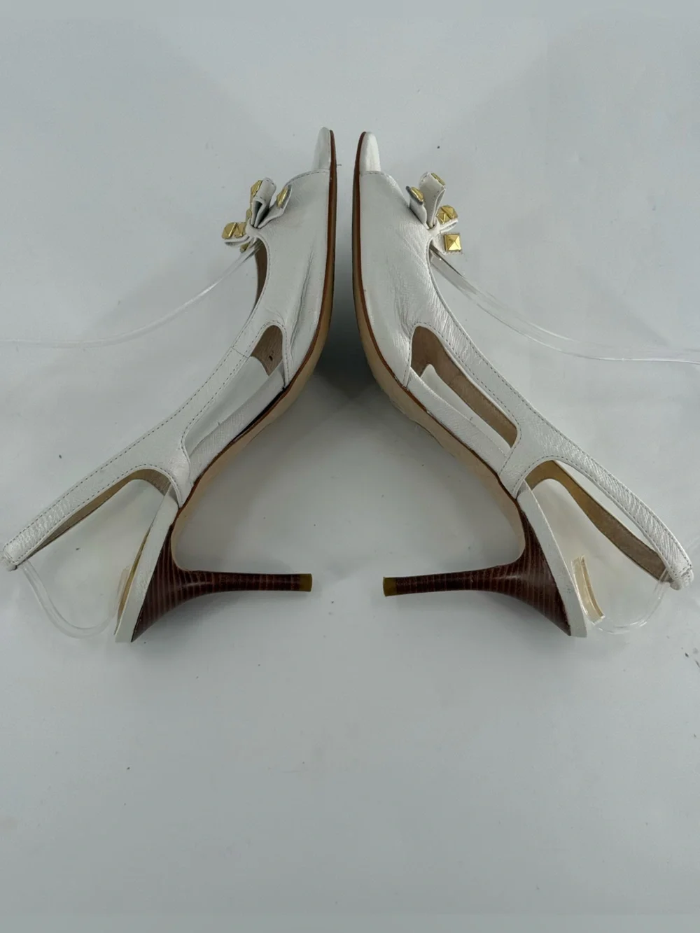 Michael Kors Studded Bow Open Toe Slingback Heels Pumps 8 - Picture 5 of 9